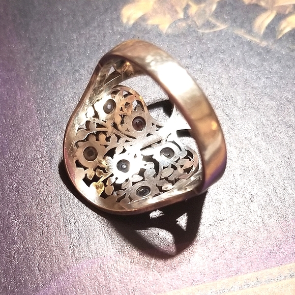 Vintage Tree of Life Multi Sapphire Sterling Ring - Picture 5 of 8